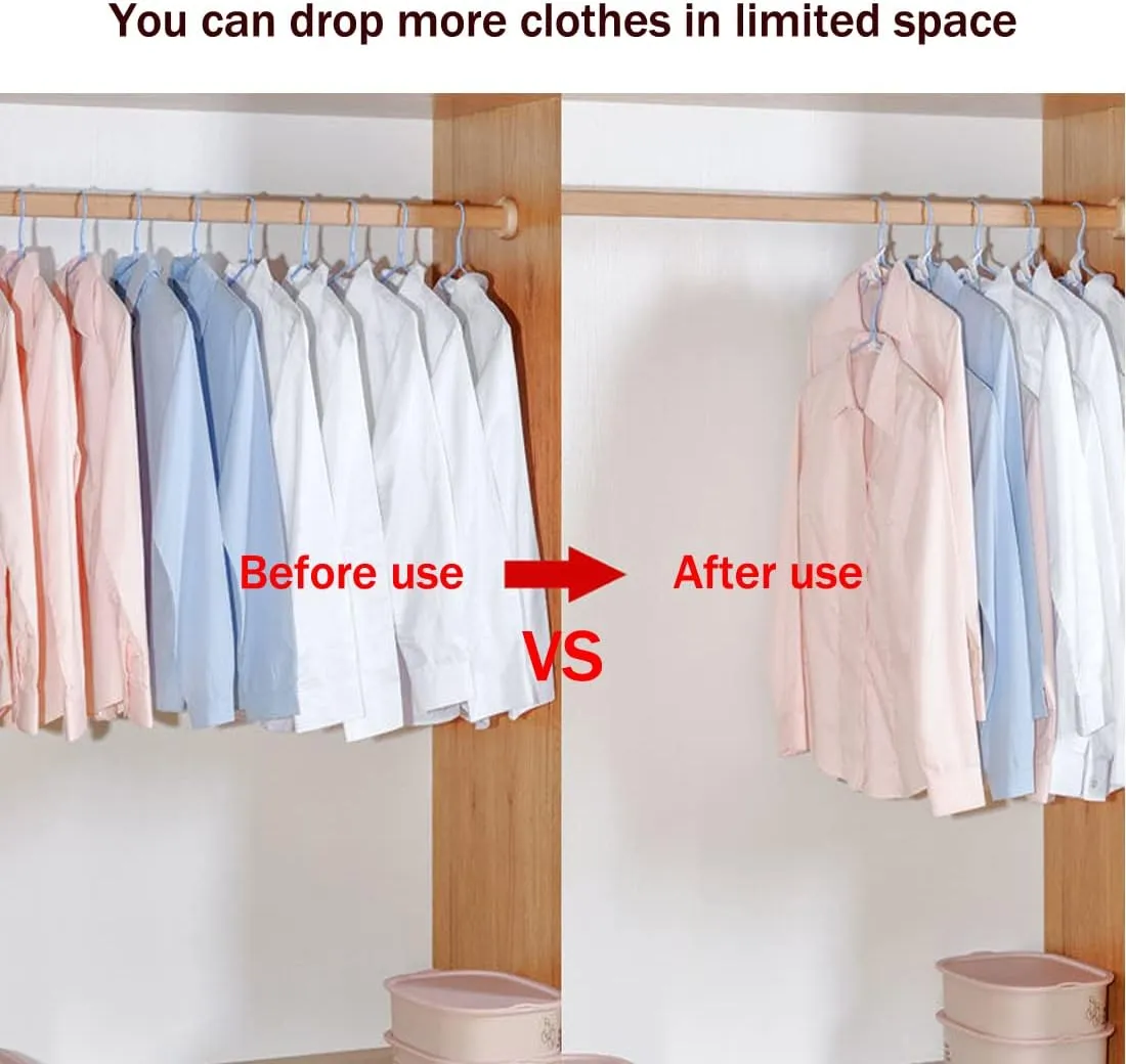 50 Pcs Clothes Hanger Connector Hooks Cascading Hanger,Multi-Function Plastic Heavy Duty Closet Hanger Extender Clips for Space Saving Outfit Hangers, White