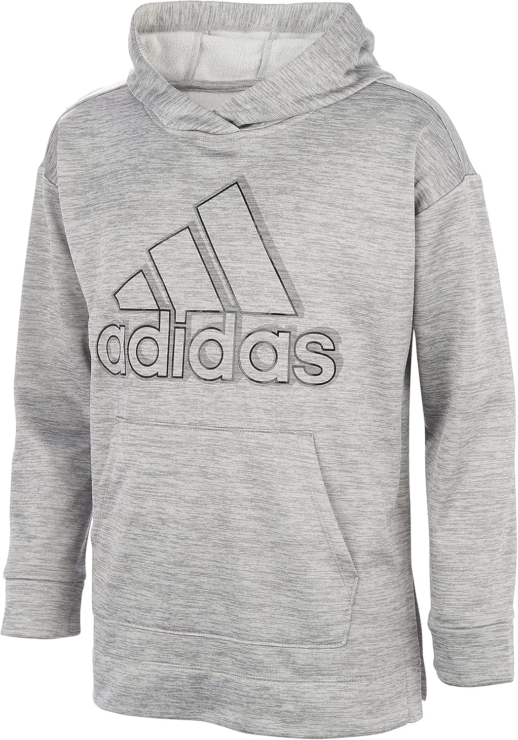 adidas Girls' Badge of Sport Mlange Fleece Pullover Hoodie