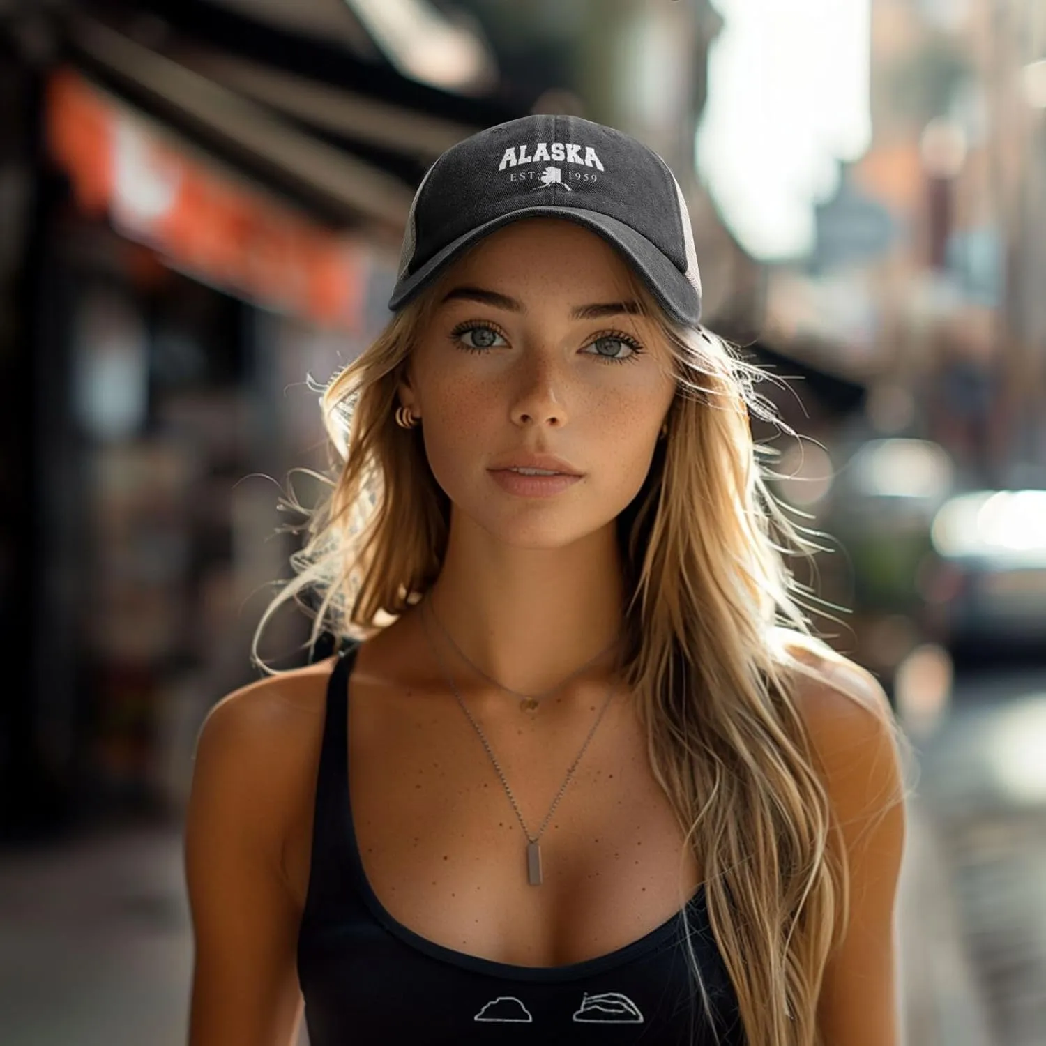Alaska The Last Frontier Black Baseball Cap for Men Women Adjustable Closure Golf Dad Hat