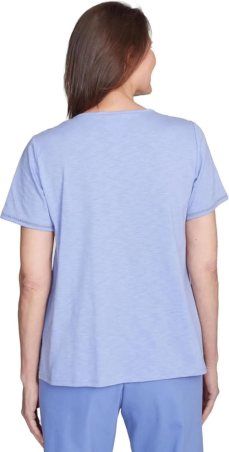 Alfred Dunner Butterfly Embroidery Cotton/Poly Top
