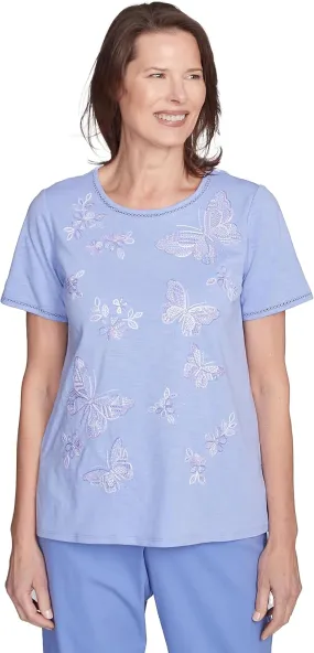 Alfred Dunner Butterfly Embroidery Cotton/Poly Top