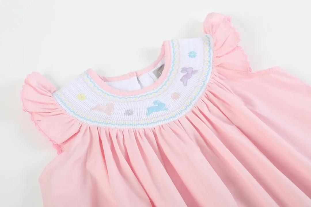 Baby and Girls Smocked Easter Bunny Bishop Dress