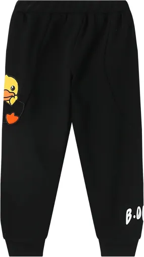 B.Duck Unisex Sweatpants Yellow Duck Character Playful Athletic Workout Kids Joggers Casual Pants Elastic Waist Black