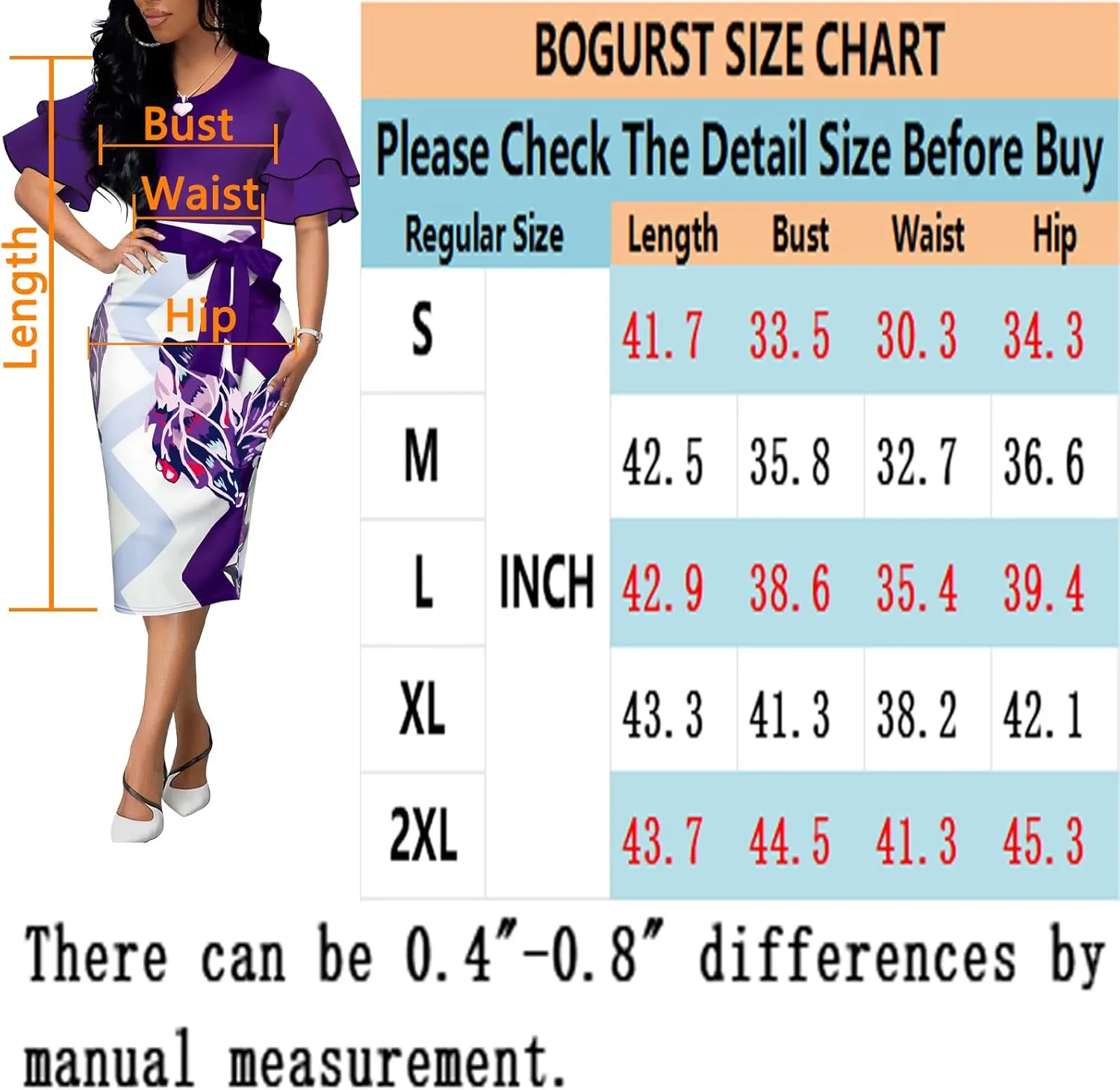 BOGURST Women Dresses for Church Wave Short Sleeve Bodycon Prints Pencil Dresses