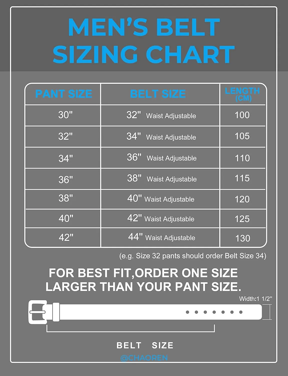 CHAOREN Reversible Belts for Men 1 Pack - 1 1/2" Mens Belt Leather for Jeans - Adjustable Belt Trim to Fit