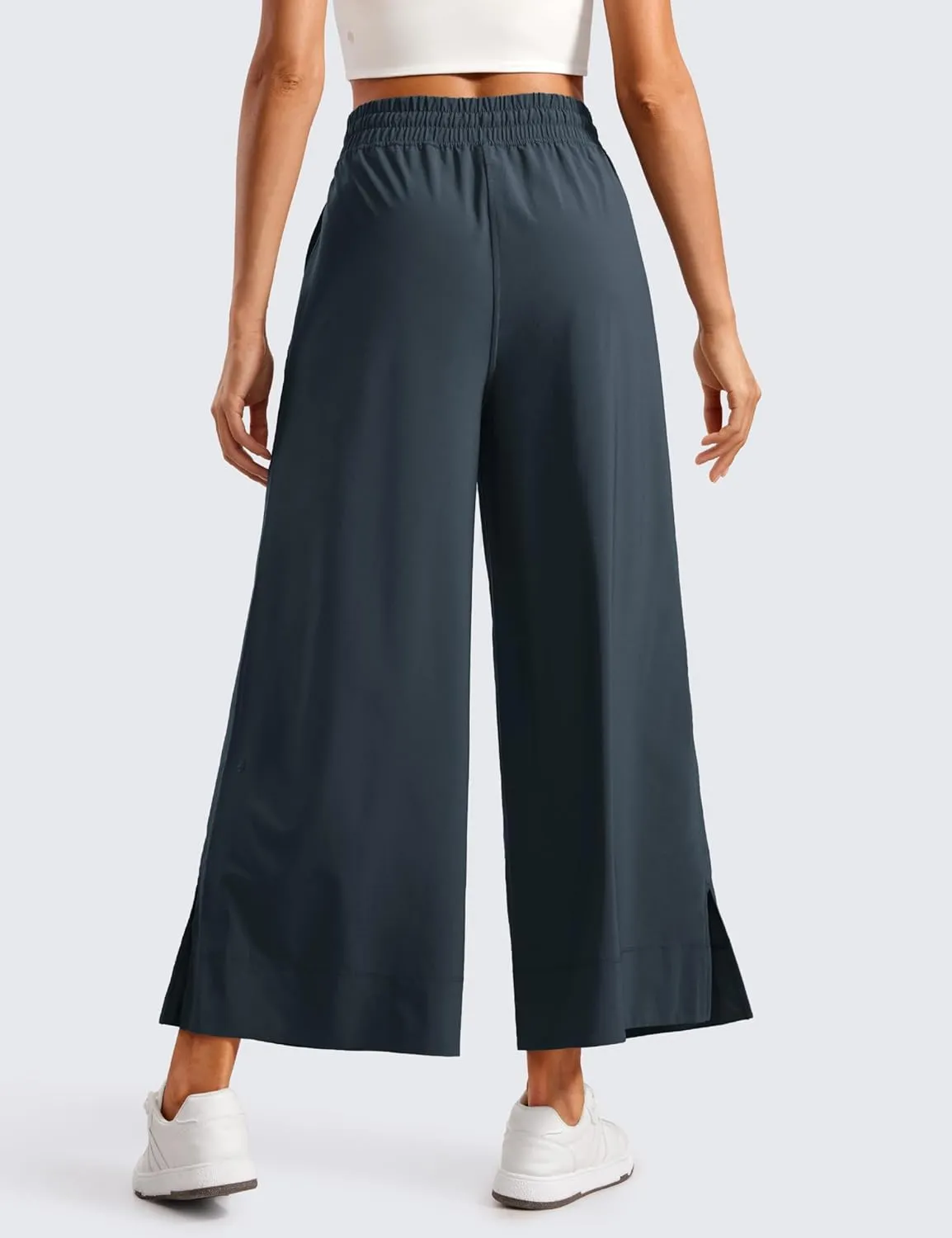 CRZ YOGA Lightweight Wide Leg Cropped Pants for Women 25" High Waisted Loose Casual Lounge Travel Work Sweatpants Summer