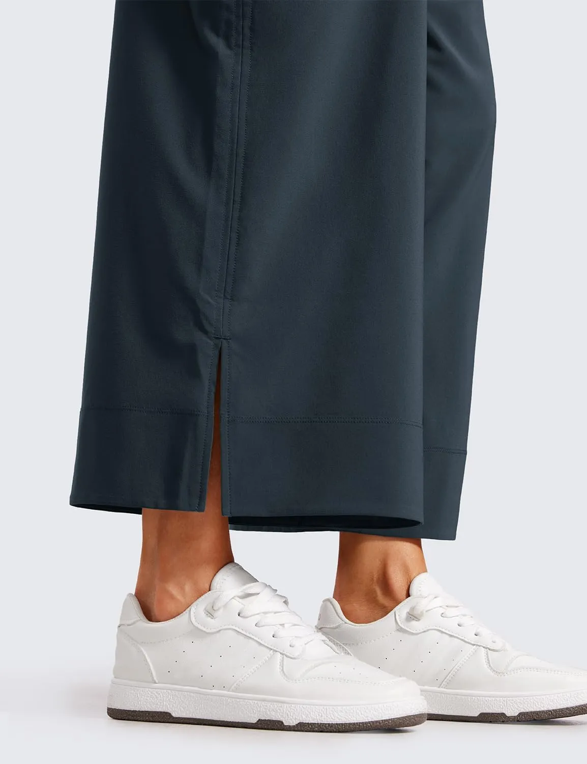 CRZ YOGA Lightweight Wide Leg Cropped Pants for Women 25" High Waisted Loose Casual Lounge Travel Work Sweatpants Summer