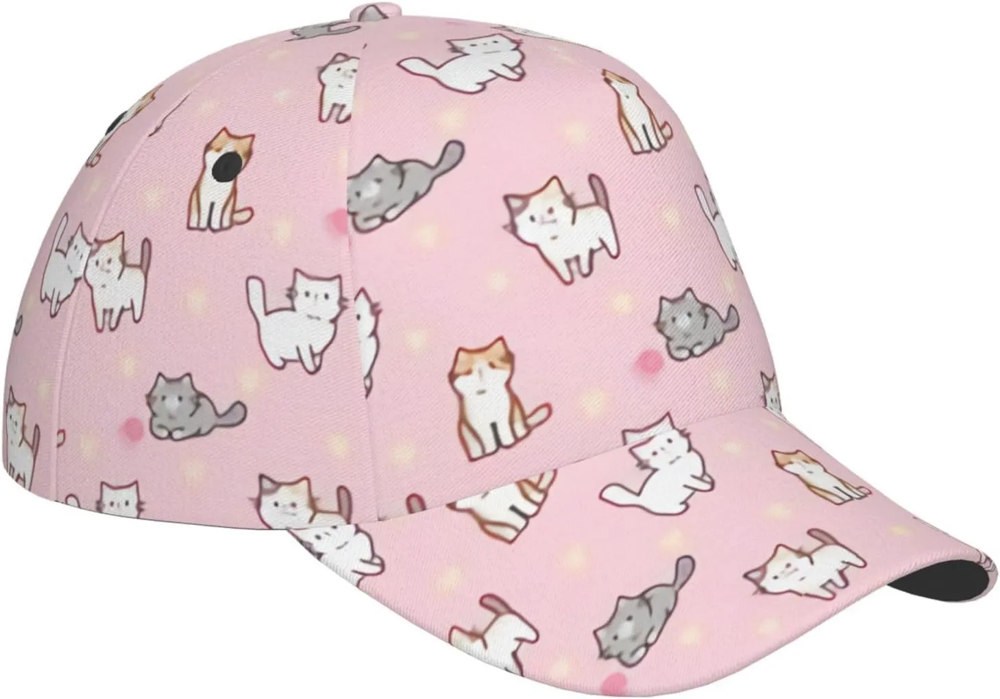 Cute Cat Baseball Hat Fashion Cats Sun Cap Adjustable Outdoor Snapback Trucker Hat for Women and Men