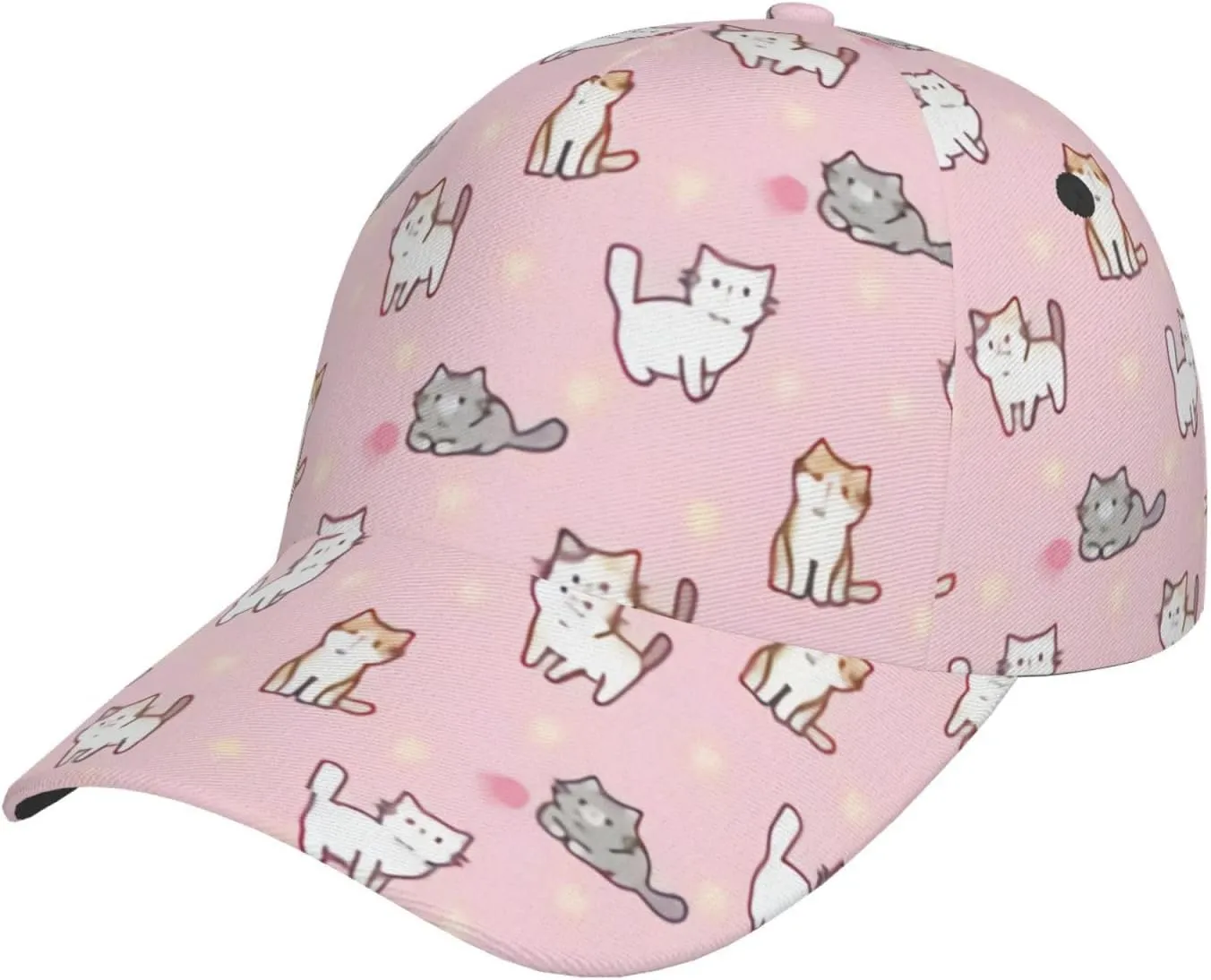 Cute Cat Baseball Hat Fashion Cats Sun Cap Adjustable Outdoor Snapback Trucker Hat for Women and Men