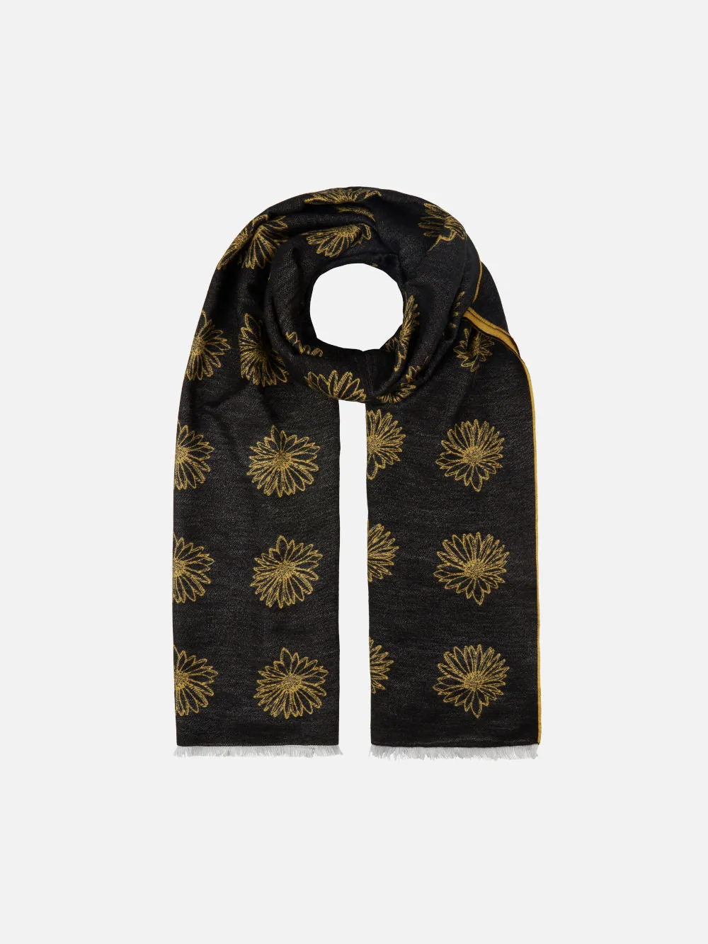Dainty Delight Black & Yellow Silk Scarf