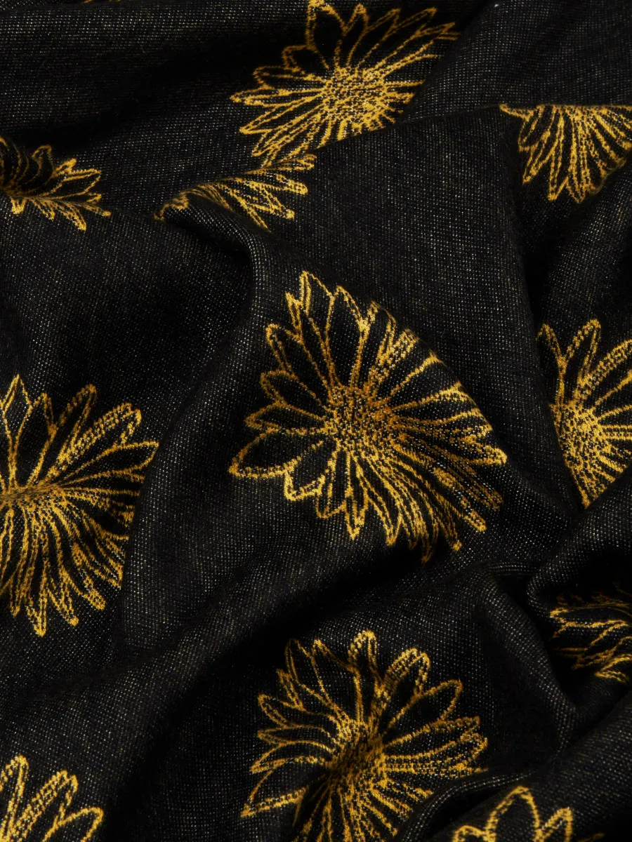 Dainty Delight Black & Yellow Silk Scarf