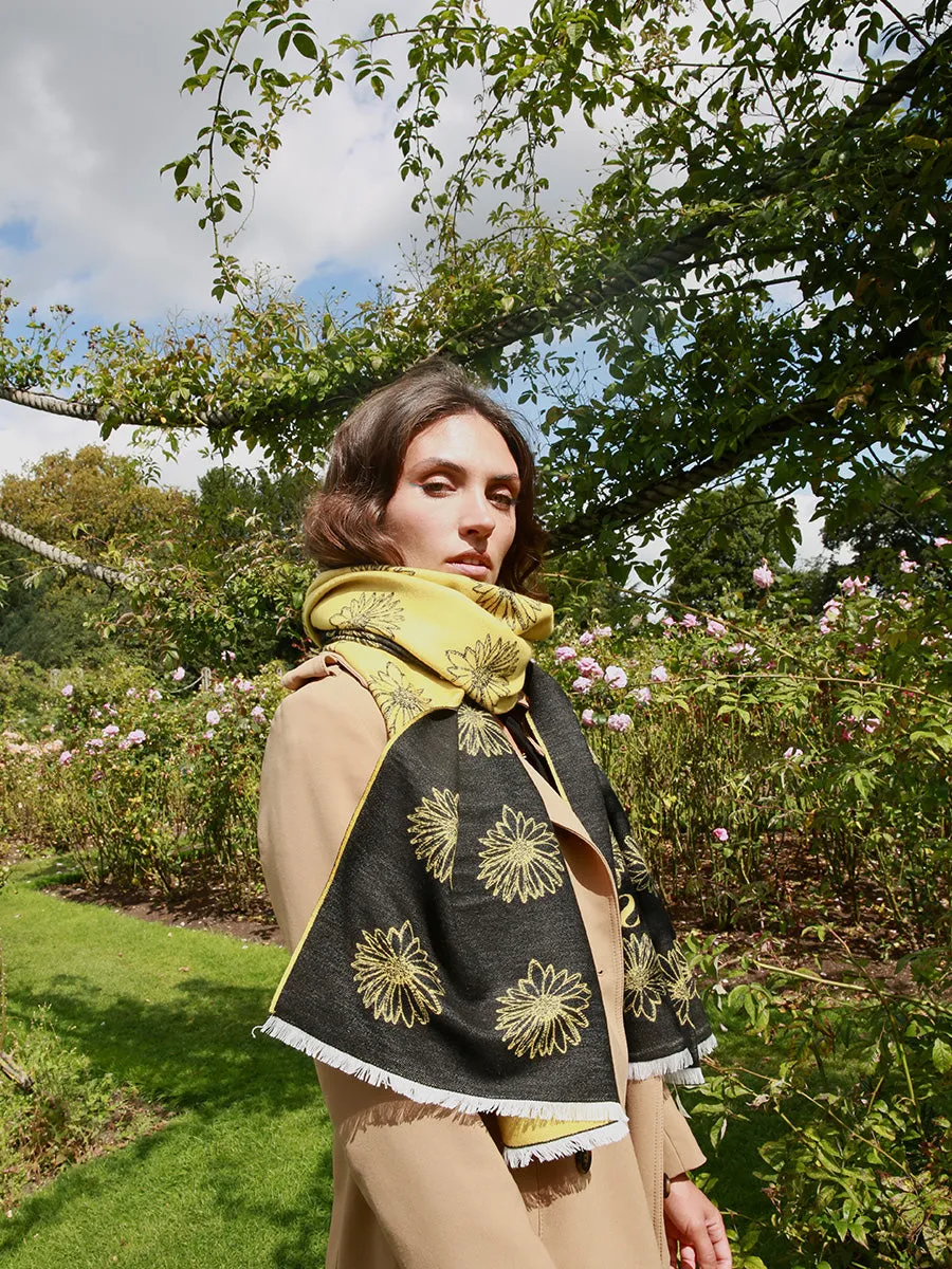 Dainty Delight Black & Yellow Silk Scarf