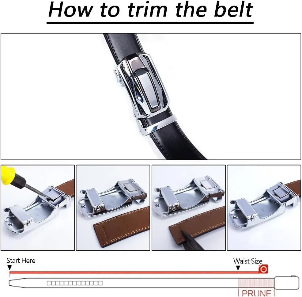 DOOPAI Men's Ratchet Leather Belt Set - 2 Pack Sliding Belt Adjustable For Gift Mens Dress Casual 1 3/8",Cut for Fit