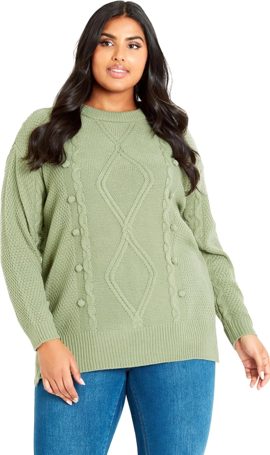 EVANS Women's Plus Size Serendipity Cable Knit Sweater