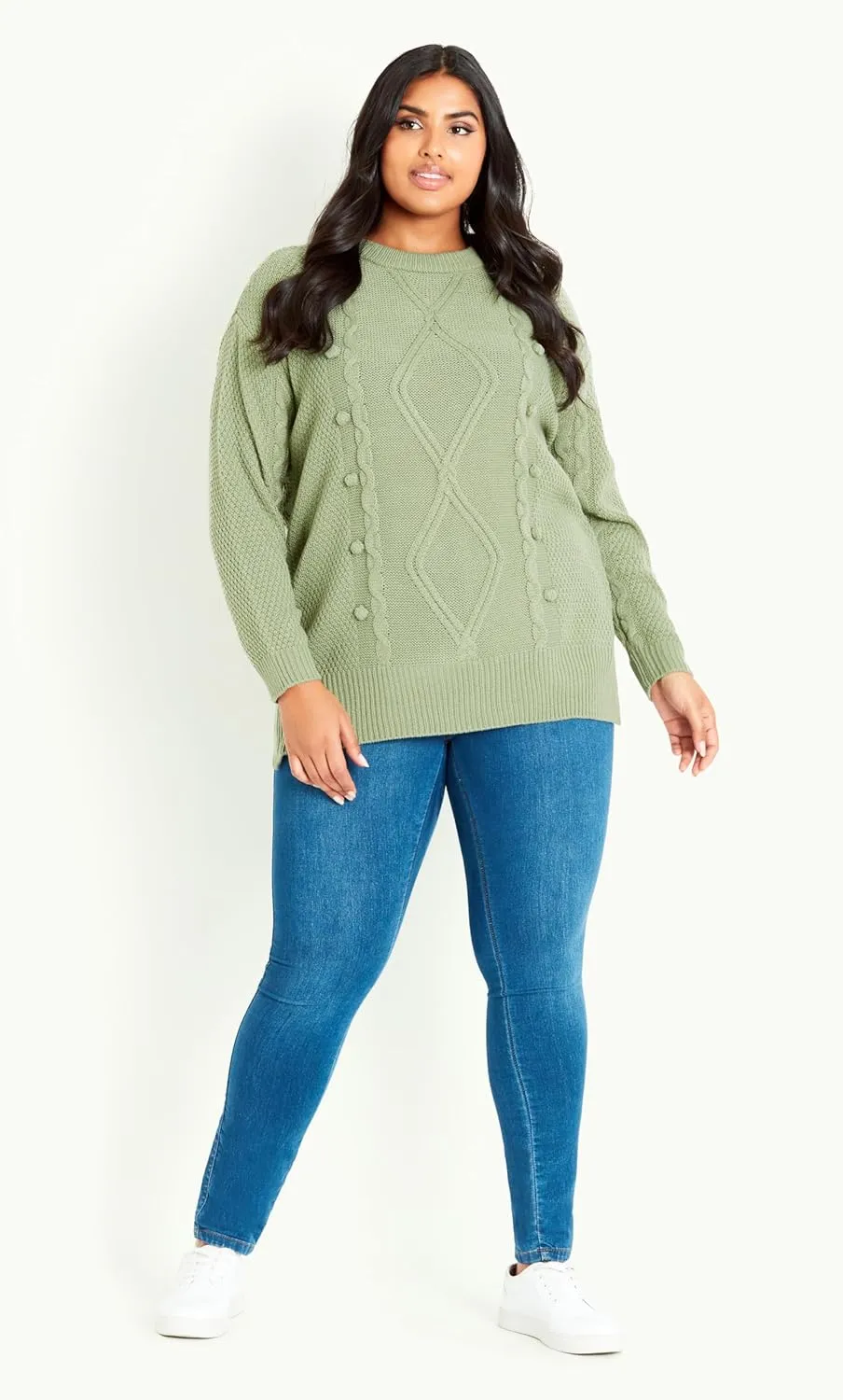 EVANS Women's Plus Size Serendipity Cable Knit Sweater