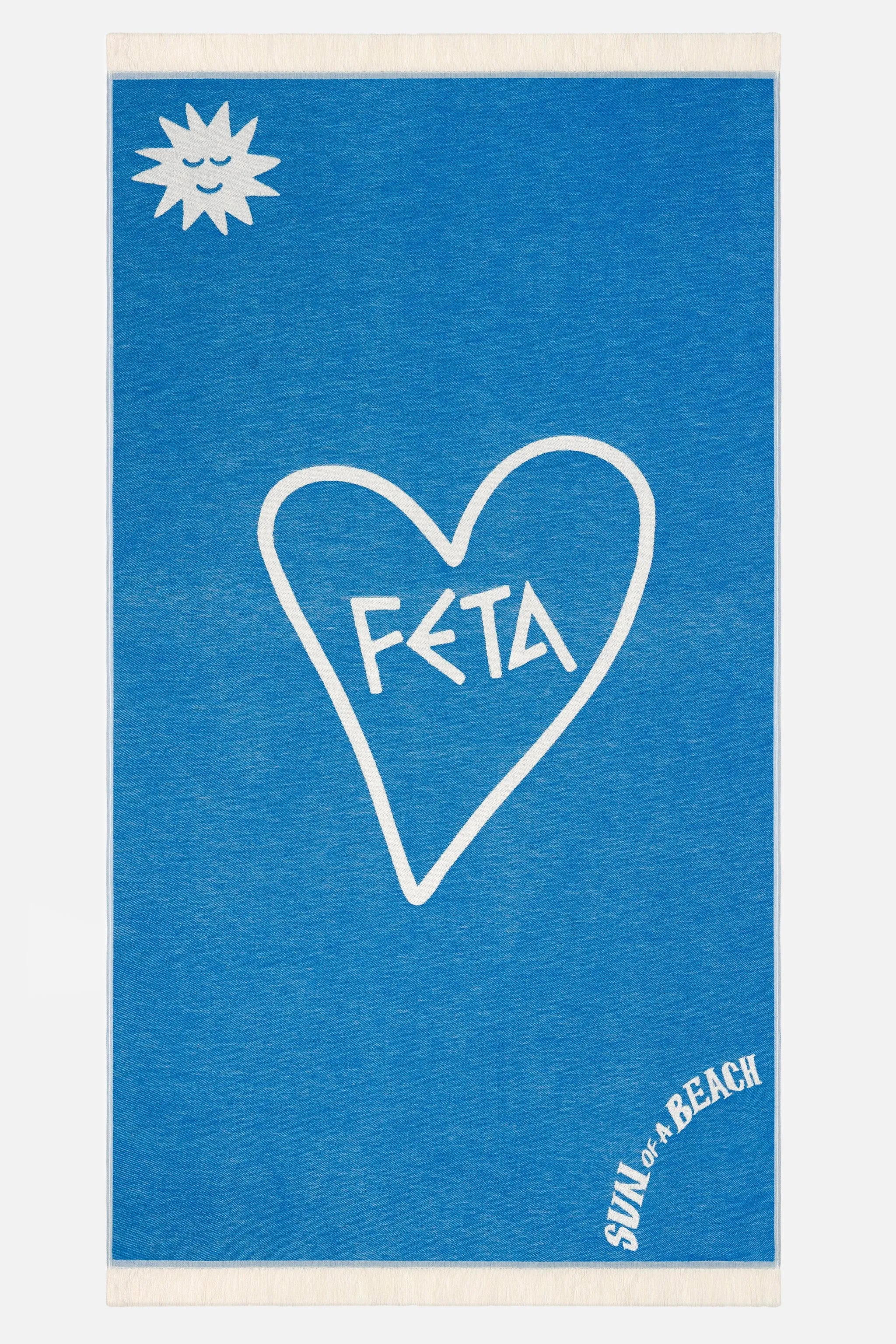 Feta Bright Blue | Feather Beach Towel