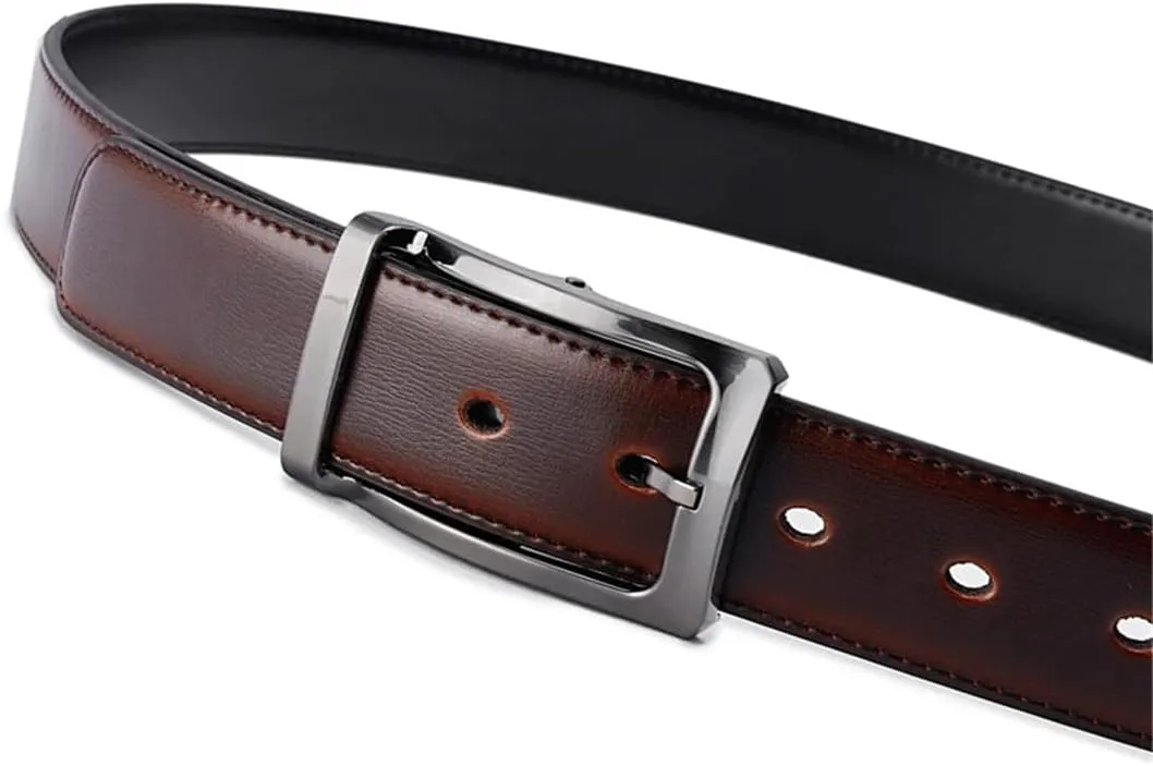 Hgvcfcv 1Pcs Men's Genuine Leather Reversible Belt Rotated Buckle Two In One Big And Tall Mens Belt