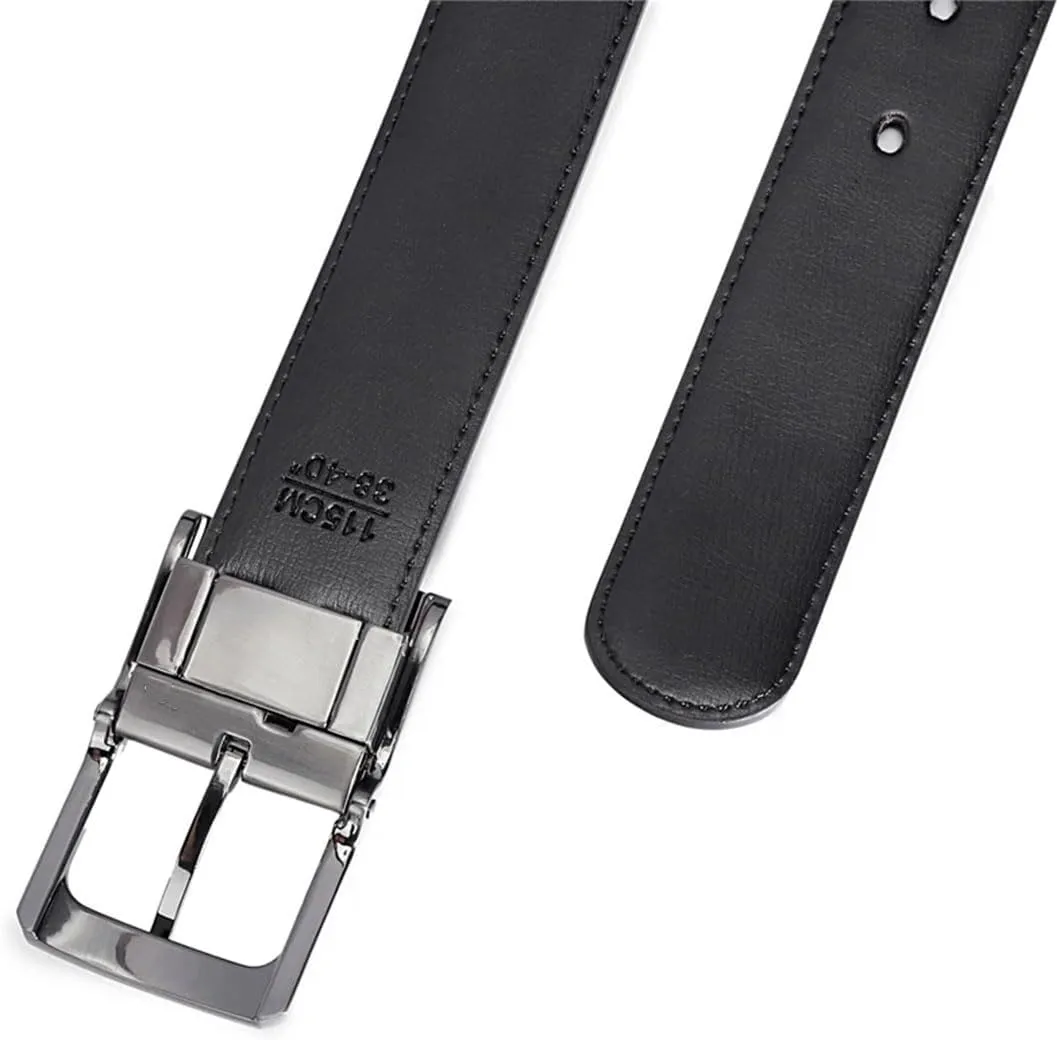 Hgvcfcv 1Pcs Men's Genuine Leather Reversible Belt Rotated Buckle Two In One Big And Tall Mens Belt