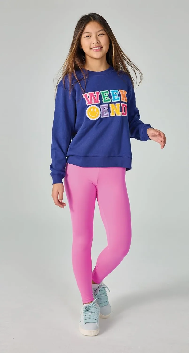 iscream Big Girls Softest Puff Fleece Crewneck Chenille Applique Sweatshirt