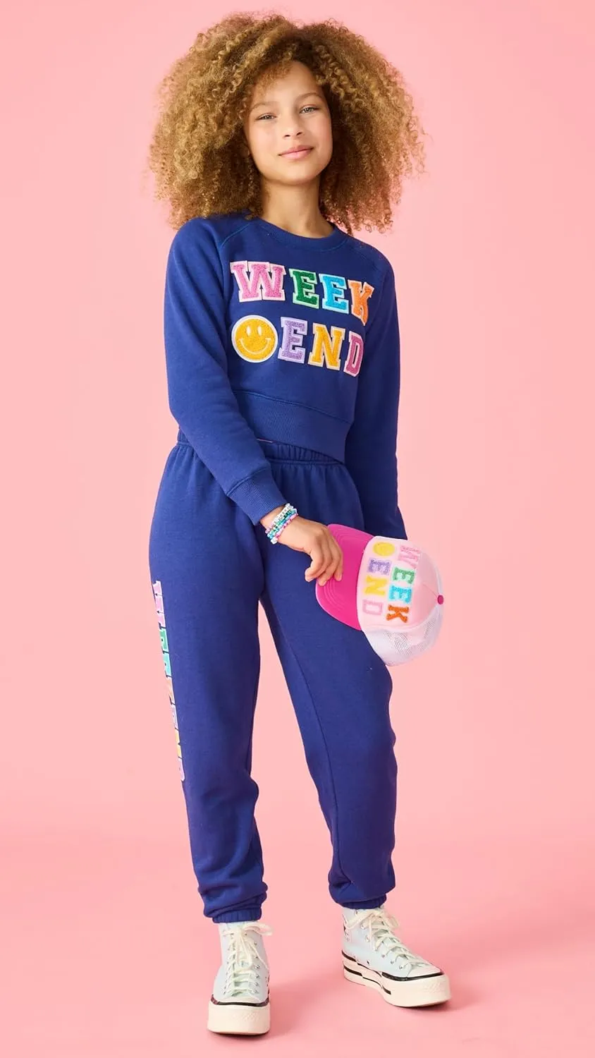 iscream Big Girls Softest Puff Fleece Crewneck Chenille Applique Sweatshirt