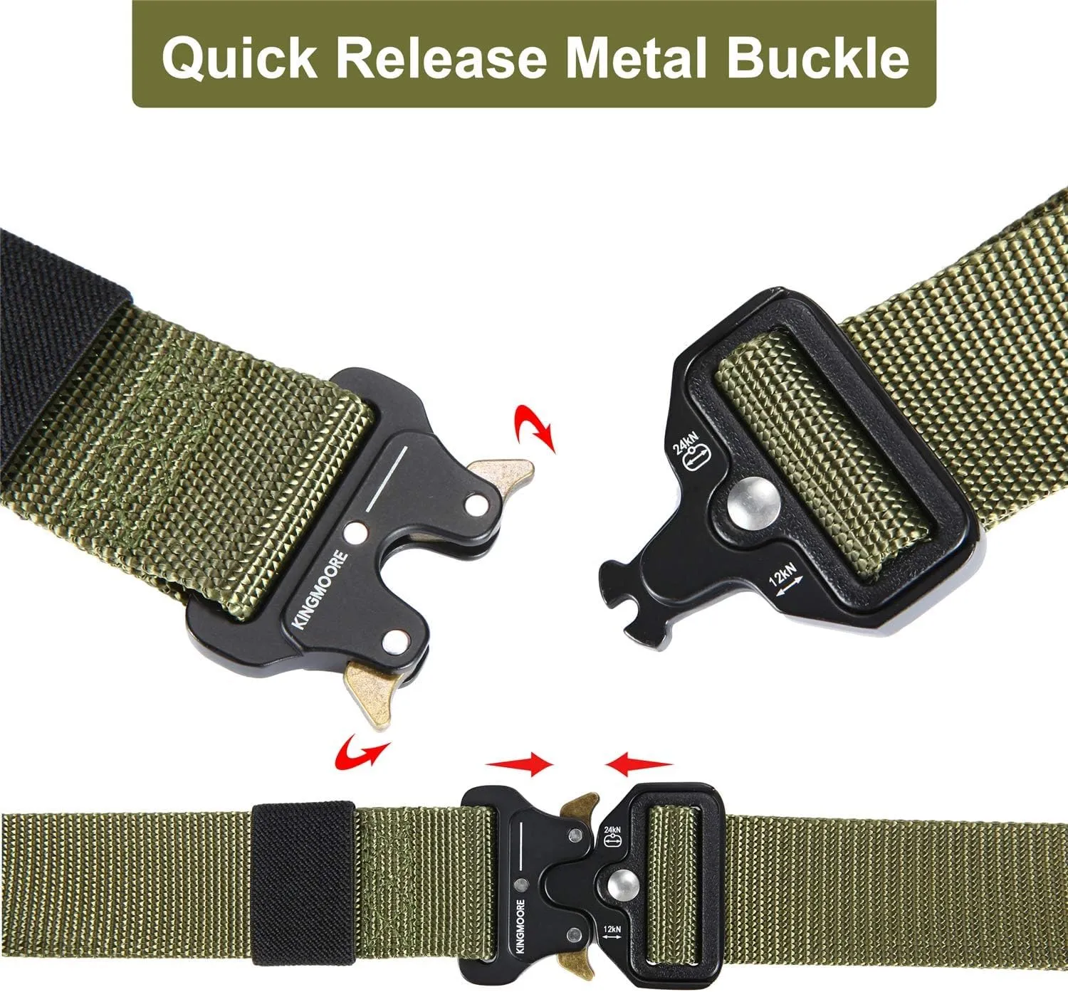 KingMoore Men's Tactical Belt Heavy Duty Webbing Belt Adjustable Military Style Nylon Belts