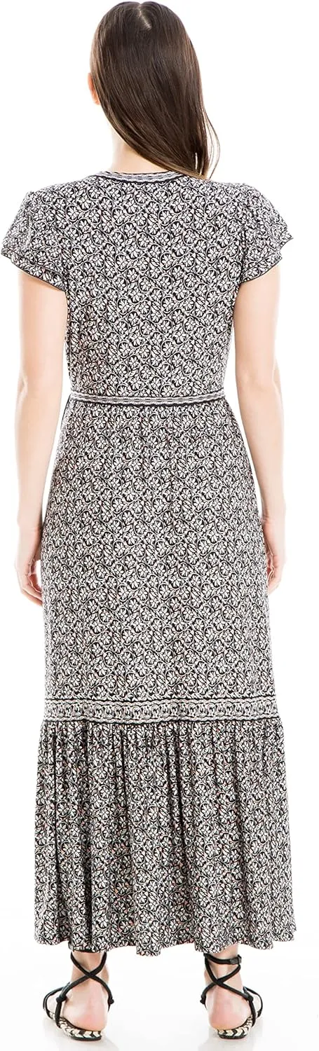 Max Studio Women's Short Sleeve Midi Crepe Jersey Wrap Dress
