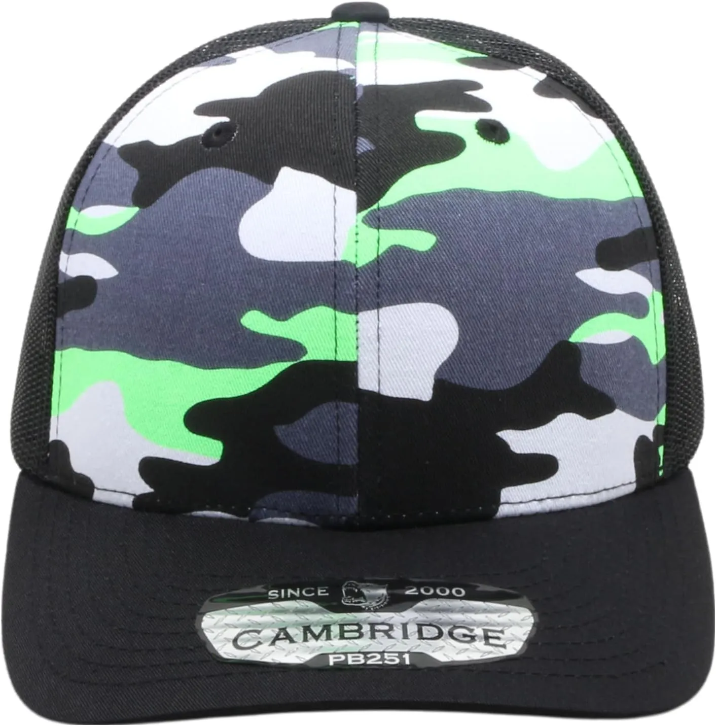 Pit Bull Premium Headwear Cambridge Trucker Hat Neon Camo Mesh Back Adjustable Snapback Hat Baseball Cap for Men & Women