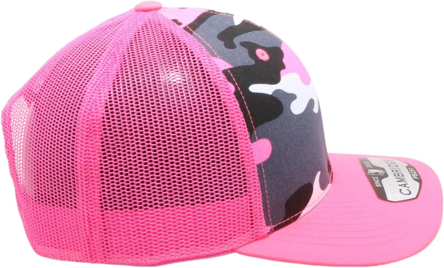 Pit Bull Premium Headwear Cambridge Trucker Hat Neon Camo Mesh Back Adjustable Snapback Hat Baseball Cap for Men & Women