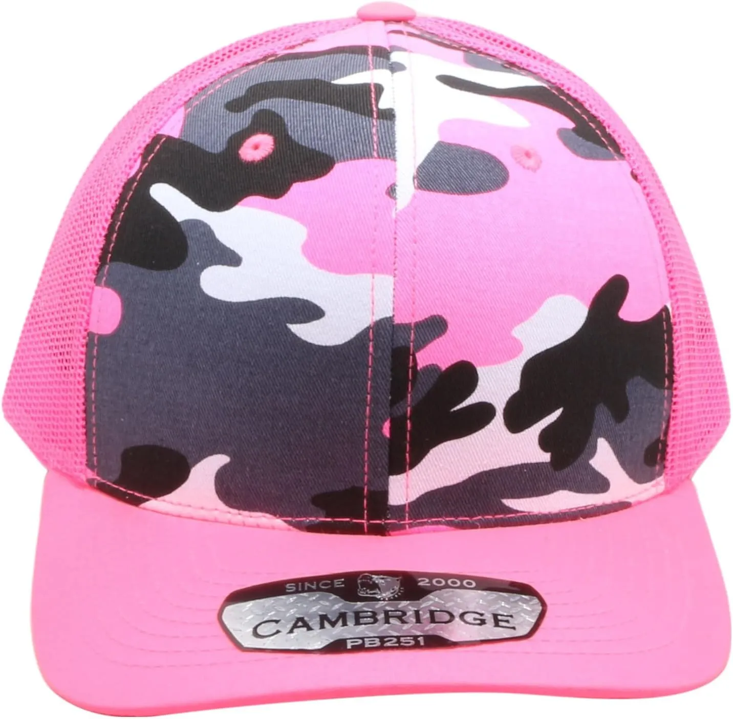Pit Bull Premium Headwear Cambridge Trucker Hat Neon Camo Mesh Back Adjustable Snapback Hat Baseball Cap for Men & Women