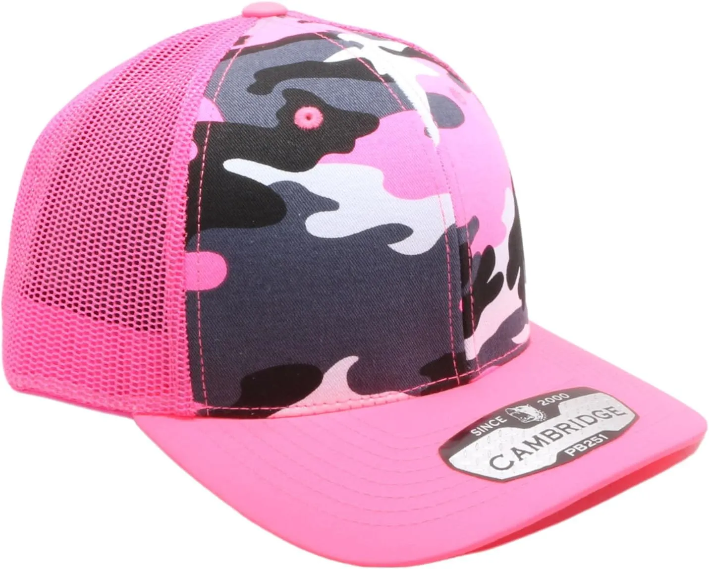 Pit Bull Premium Headwear Cambridge Trucker Hat Neon Camo Mesh Back Adjustable Snapback Hat Baseball Cap for Men & Women