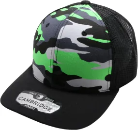 Pit Bull Premium Headwear Cambridge Trucker Hat Neon Camo Mesh Back Adjustable Snapback Hat Baseball Cap for Men & Women