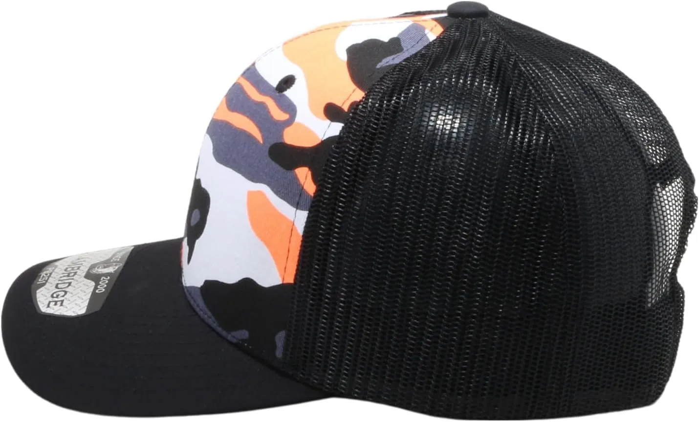 Pit Bull Premium Headwear Cambridge Trucker Hat Neon Camo Mesh Back Adjustable Snapback Hat Baseball Cap for Men & Women