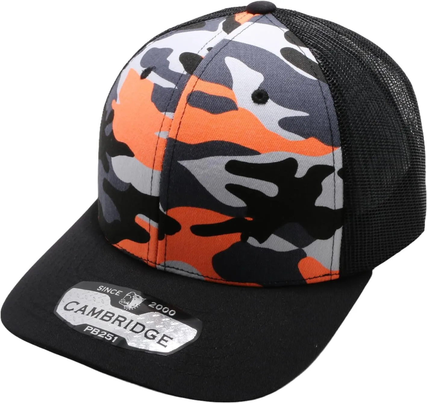 Pit Bull Premium Headwear Cambridge Trucker Hat Neon Camo Mesh Back Adjustable Snapback Hat Baseball Cap for Men & Women