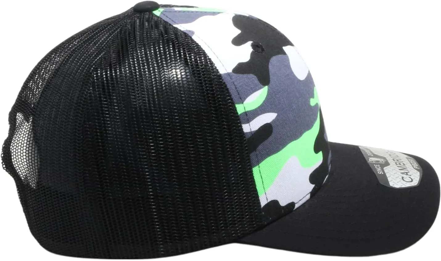 Pit Bull Premium Headwear Cambridge Trucker Hat Neon Camo Mesh Back Adjustable Snapback Hat Baseball Cap for Men & Women