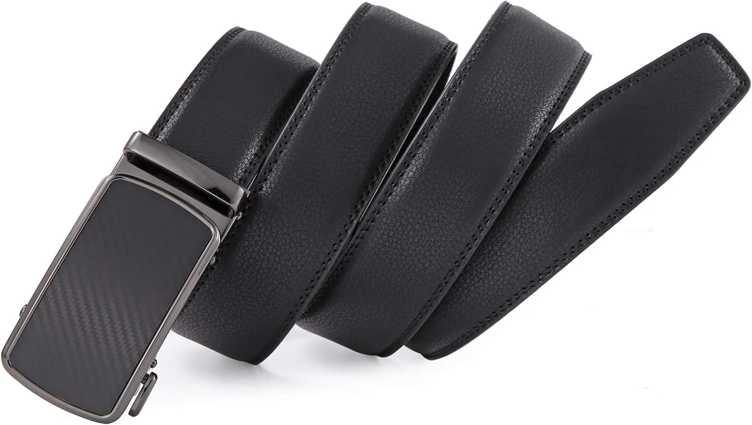 Ratchet Belt for Men, Leather Dress Casual Belt with Adjustable Buckle-Trim to fit-35cm wide