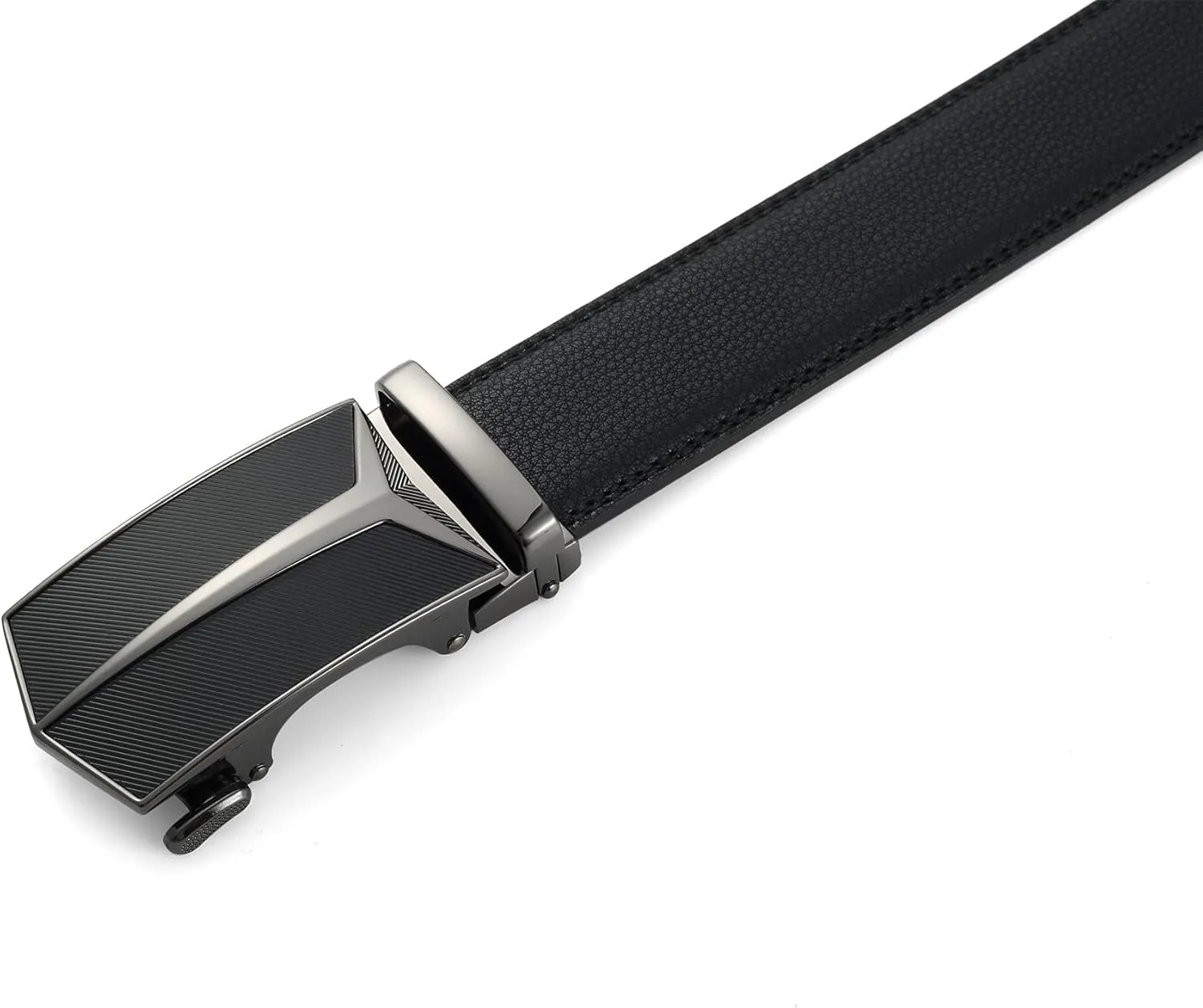 Ratchet Belt for Men, Leather Dress Casual Belt with Adjustable Buckle-Trim to fit-35cm wide
