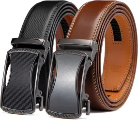 Ratchet Belts for Men 2 Pack - Mens Belt Leather with 35mm in Gift Set Box
