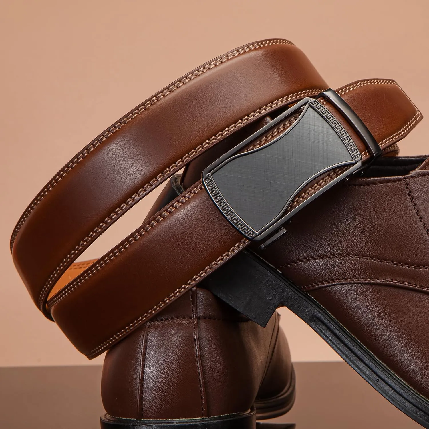 Ratchet Belts for Men 2 Pack - Mens Belt Leather with 35mm in Gift Set Box