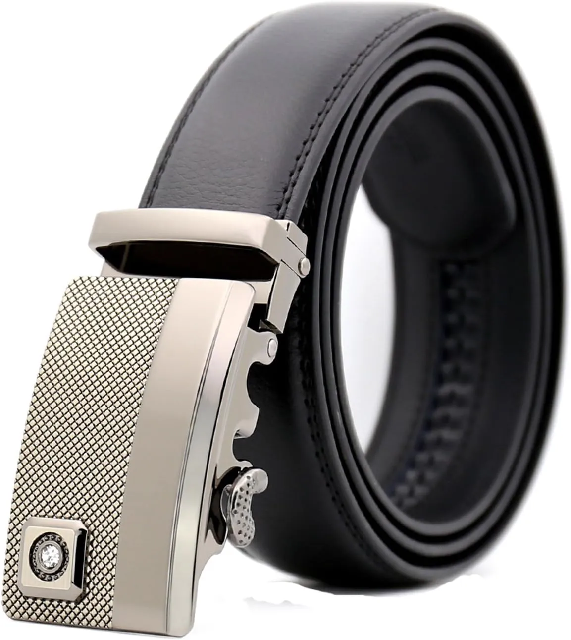 seven wolves Men's Automatic Ratchet Belt Leather Business Casual Style Slide belt