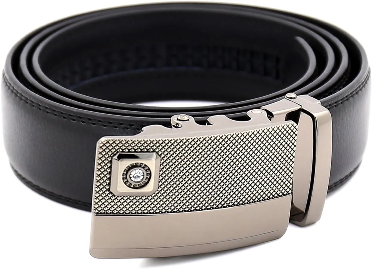 seven wolves Men's Automatic Ratchet Belt Leather Business Casual Style Slide belt