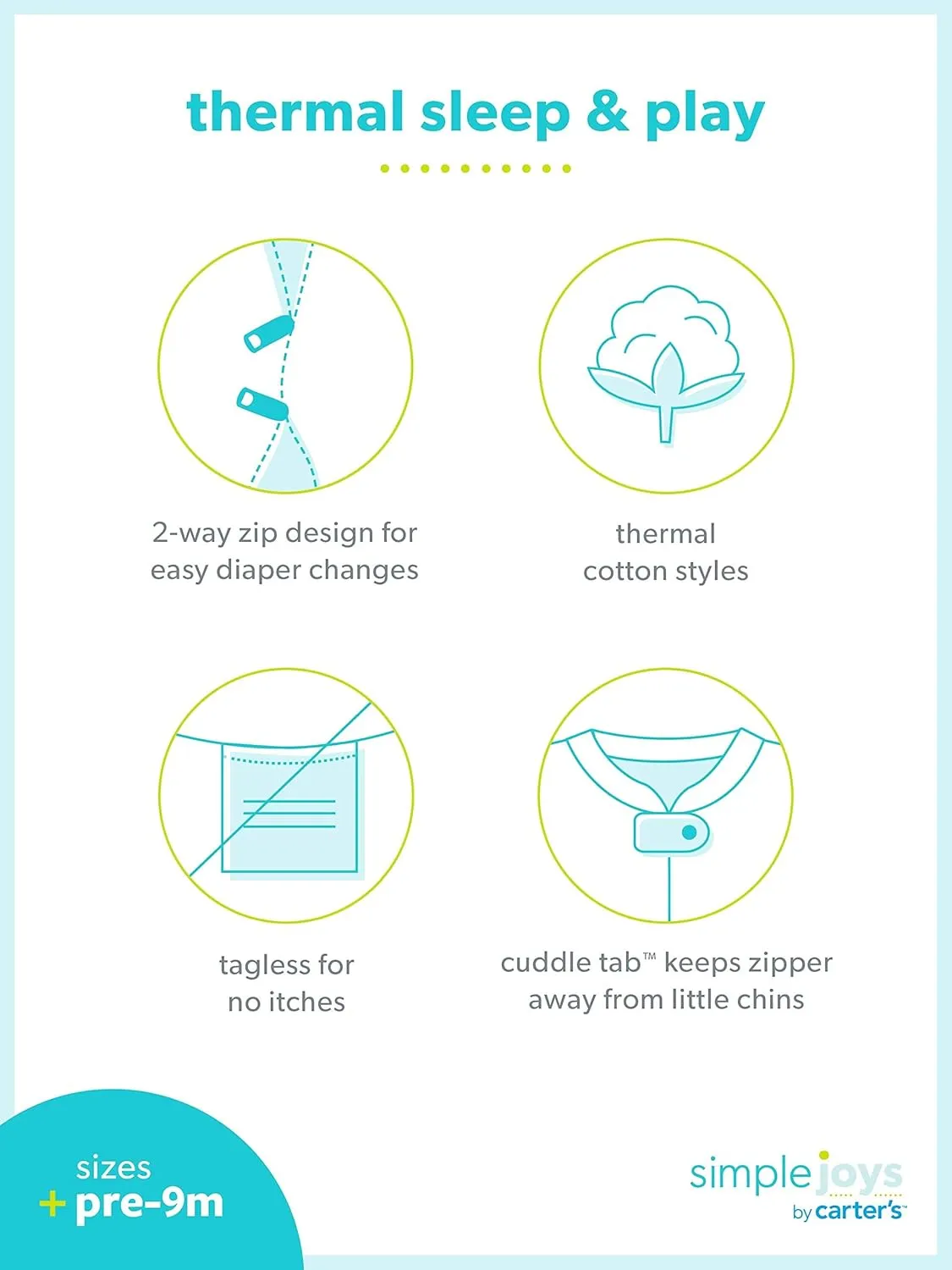Simple Joys by Carter's Baby Boys' 2-Pack 2-Way Zip Cotton Footed Sleep and Play
