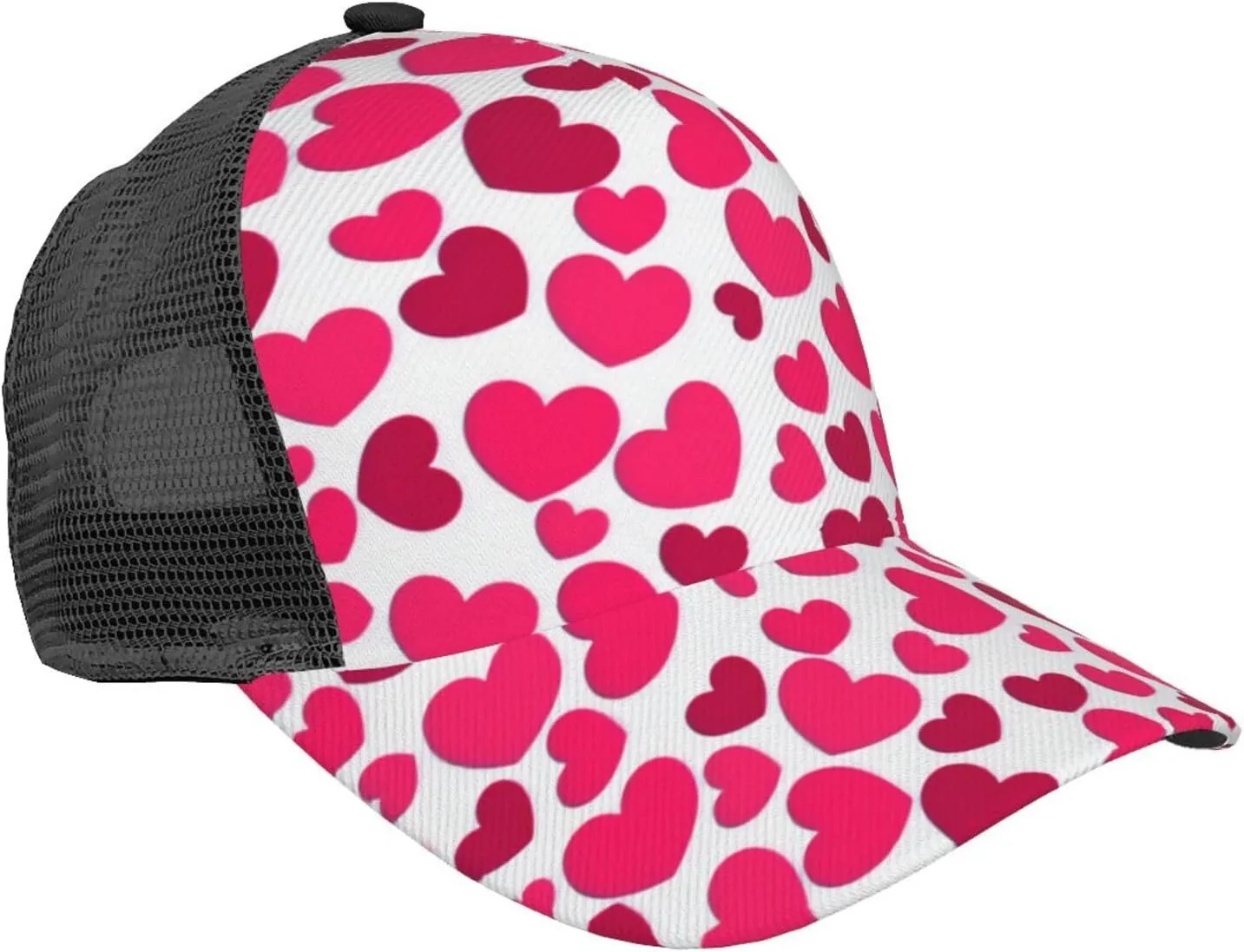 Valentine's Day Baseball Cap Mesh Hearts Snapback Hat Sun Hat Protection Golf Ball Cap for Men Women