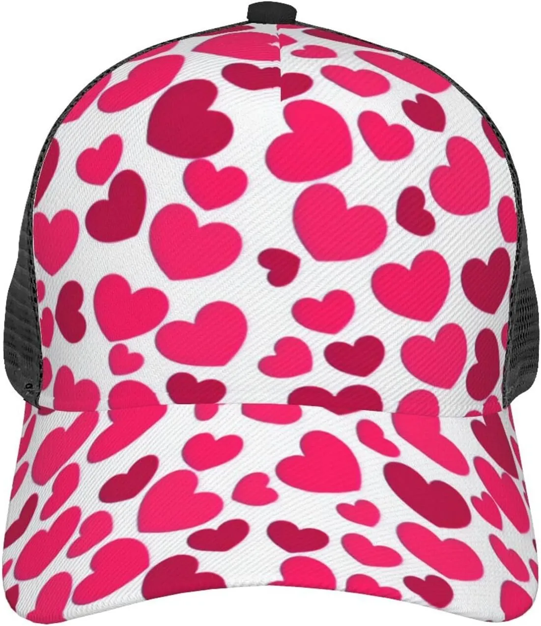 Valentine's Day Baseball Cap Mesh Hearts Snapback Hat Sun Hat Protection Golf Ball Cap for Men Women