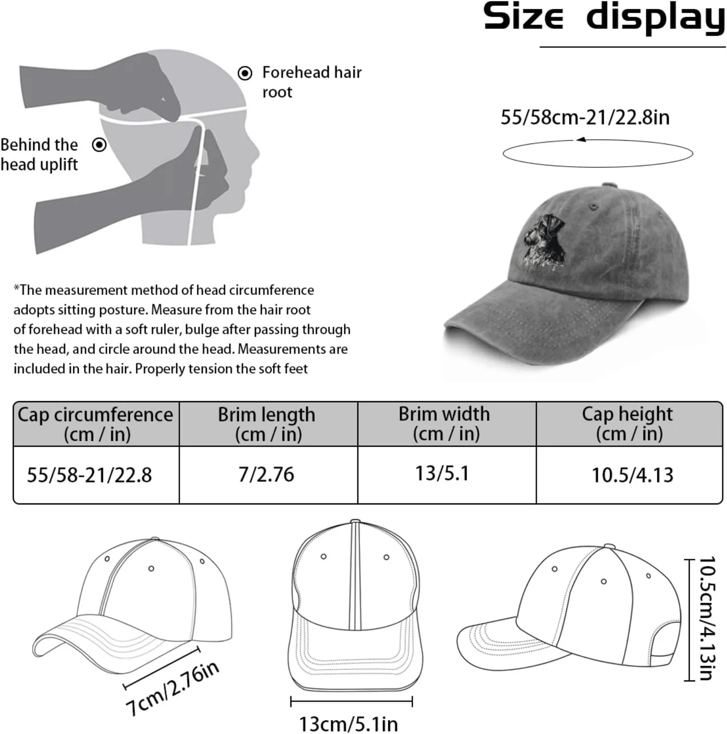Womens Baseball Caps Ball Caps for Womens Baseball Caps Adjustable Schnauzer Dog Face (8) 拷贝 Sport Hats