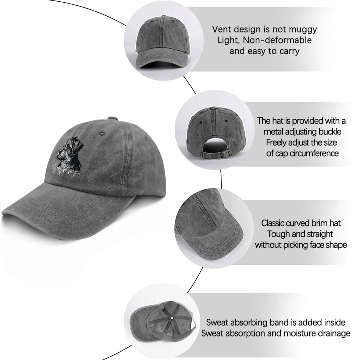 Womens Baseball Caps Ball Caps for Womens Baseball Caps Adjustable Schnauzer Dog Face (8) 拷贝 Sport Hats